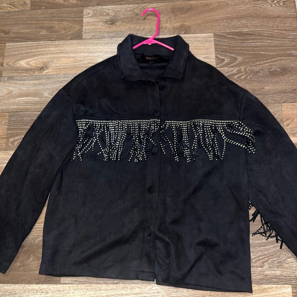 ☀️ Black jacket with Silver Fringe☀️ - Picture 4 of 10